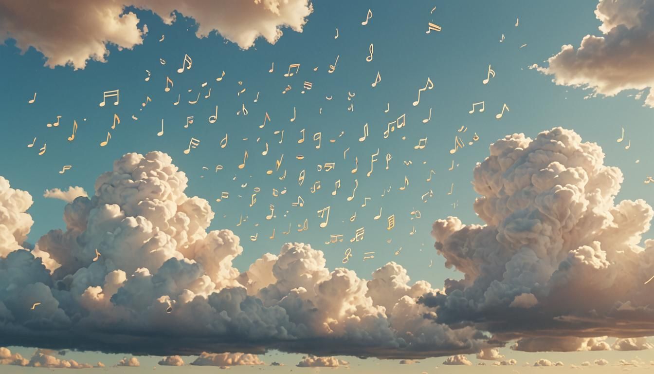 Pastel Music Note Clouds in a Serene Sky