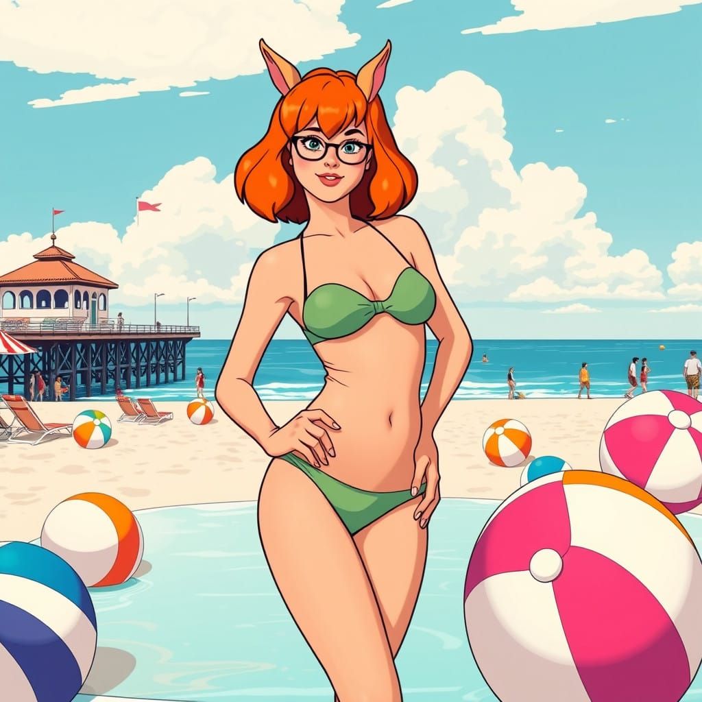 Velma in Playful Pop Art Swimsuit
