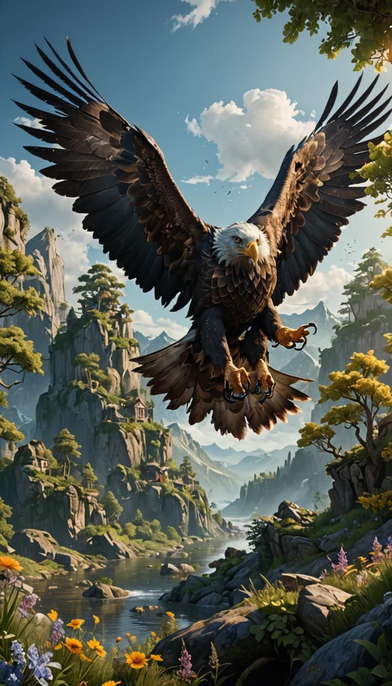 Eagle in Summer: Detailed Matte Painting