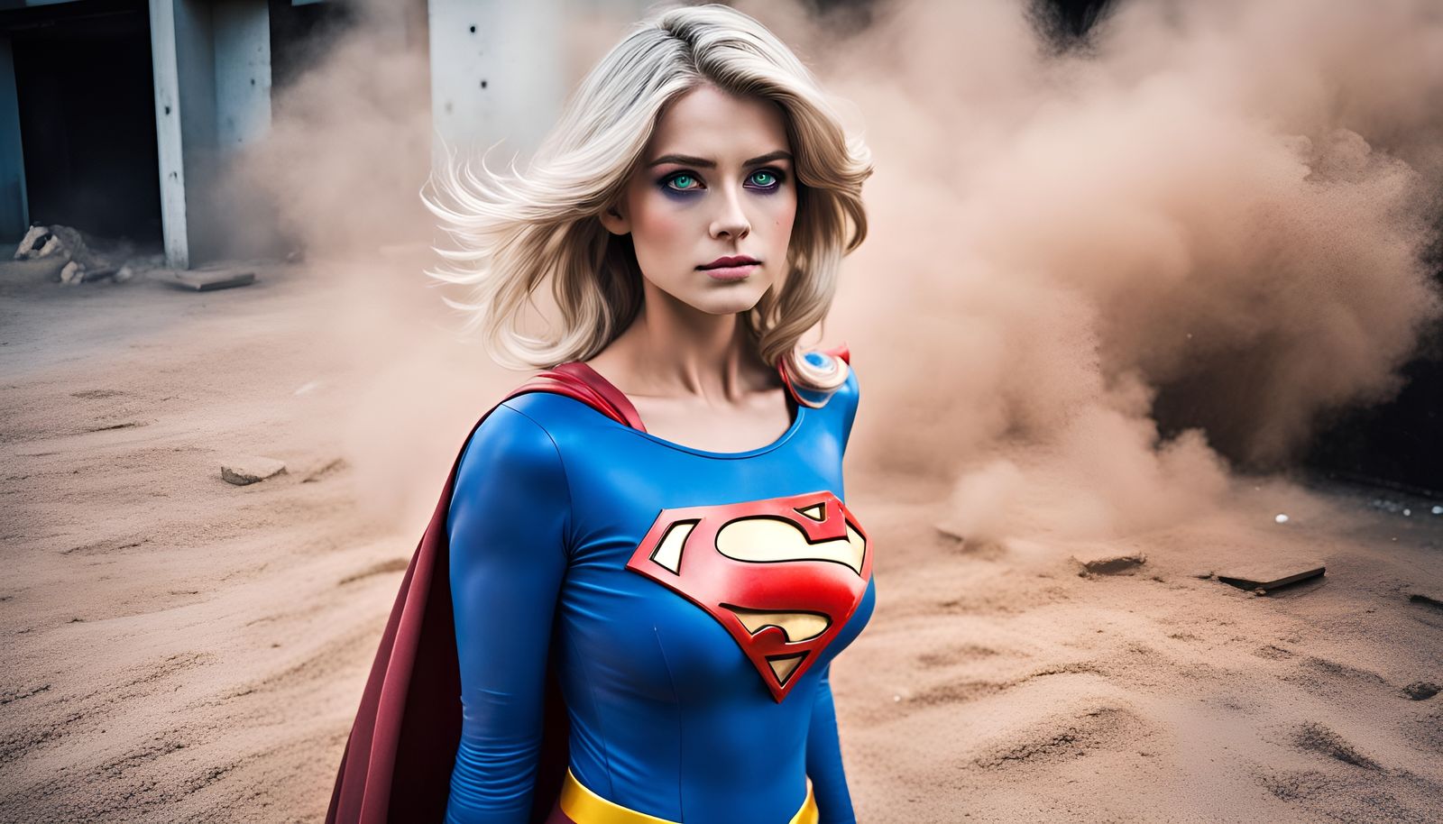 Supergirl Cosplay Portrait in Comic Book Style