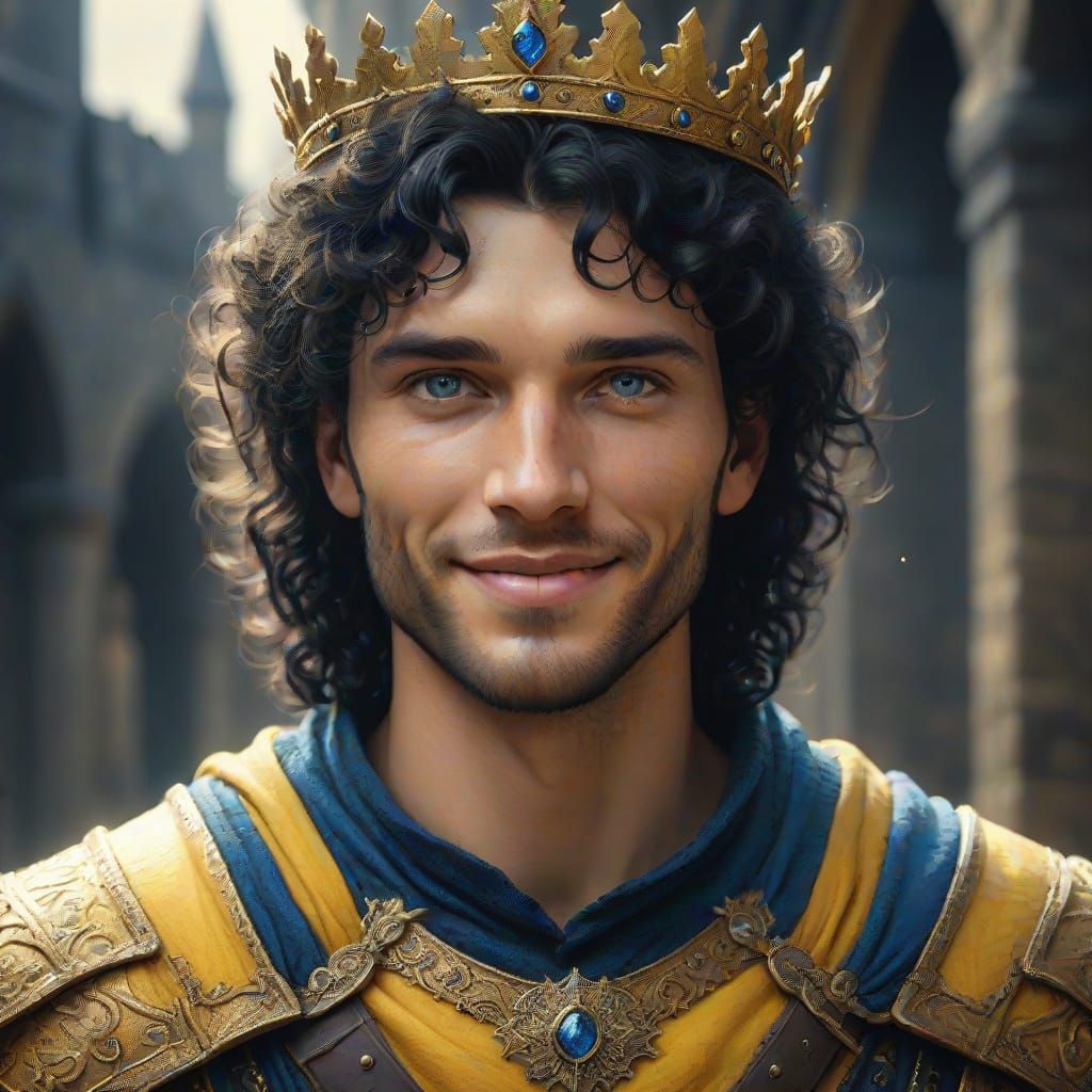 Medieval Fantasy King in Yellow-Black Attire