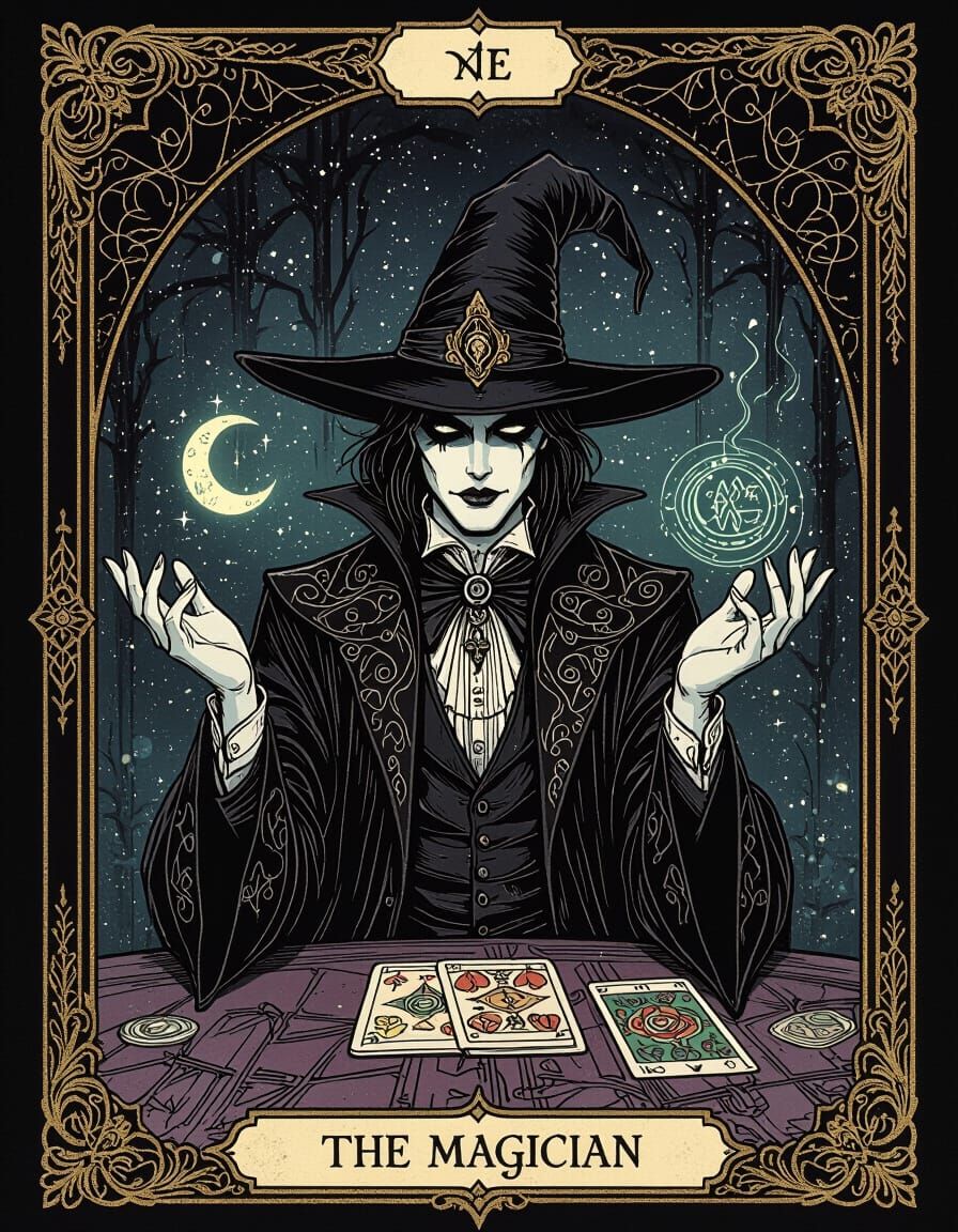 The Magician Tarot Card in Dark Fantasy Gothcore