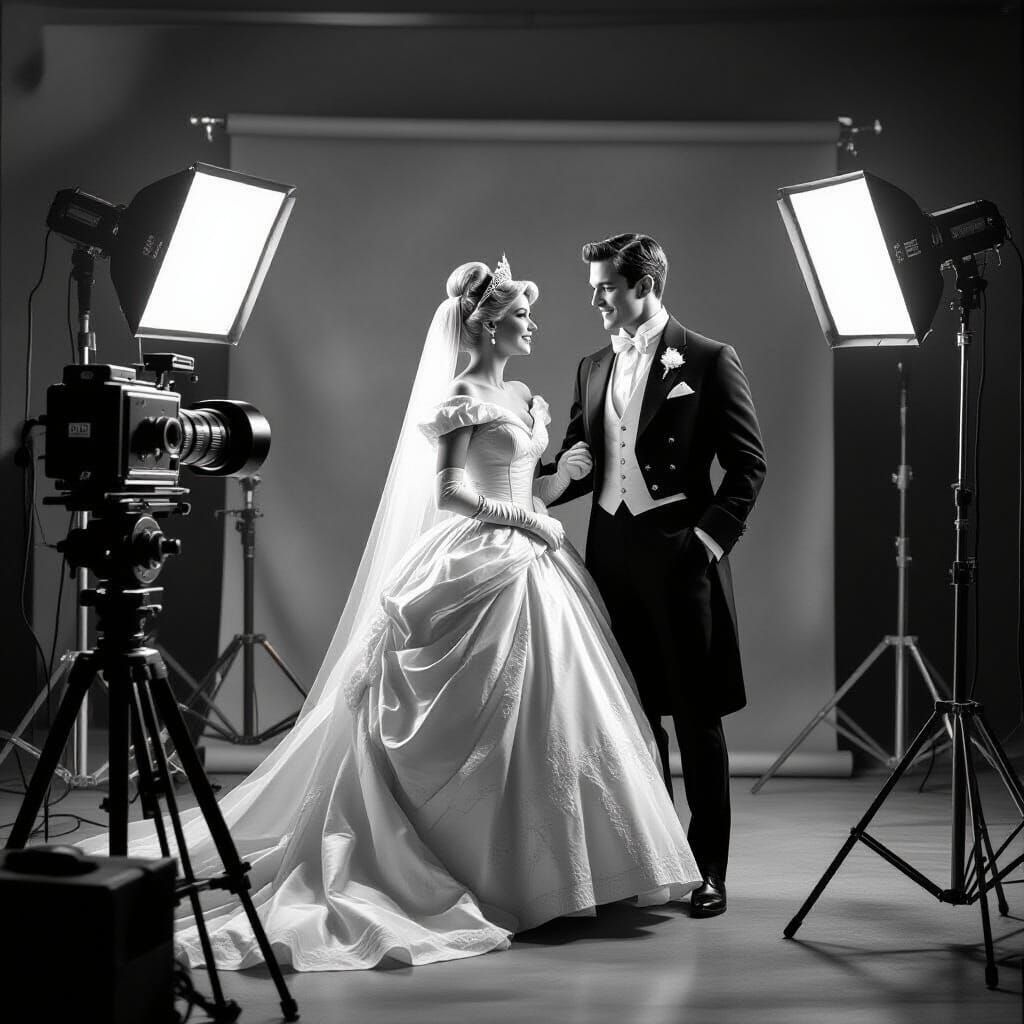 Cinderella in Classic Hollywood Black and White