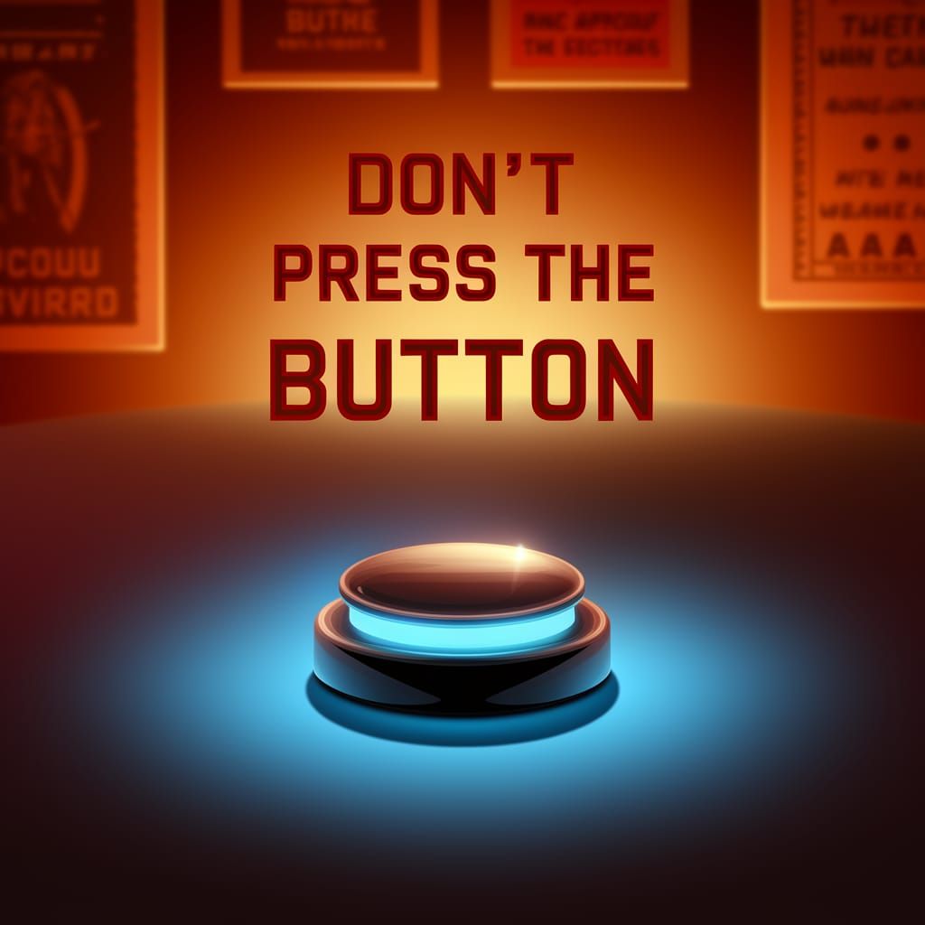 Ominous Button in a Retro-Futuristic Setting