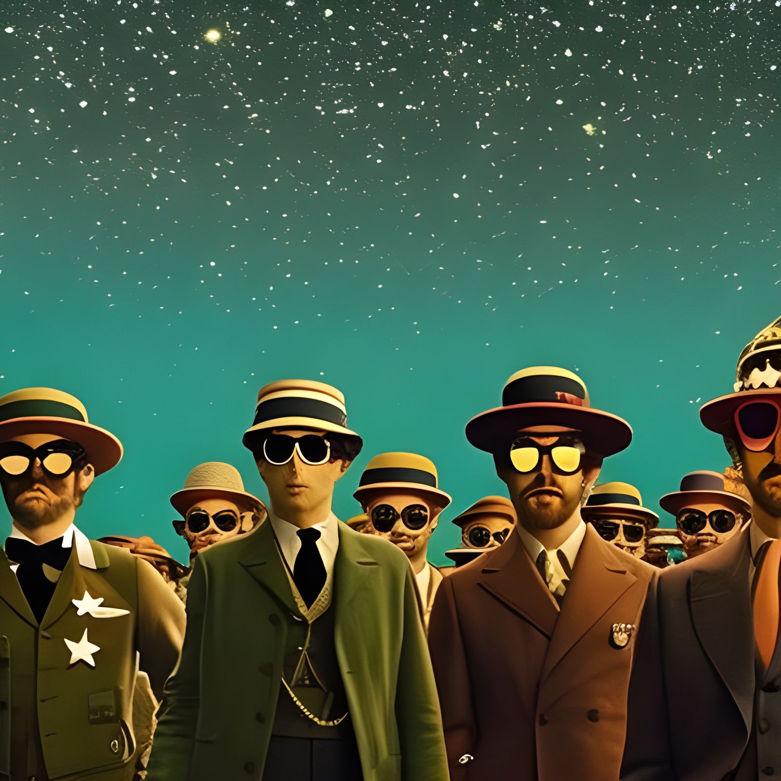 Bears on Runway in Wes Anderson Style