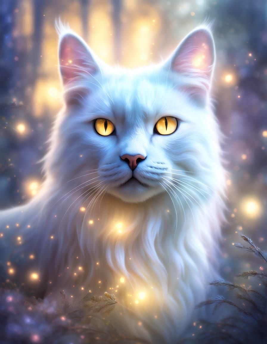 Ethereal Ghost Cat in Dreamy Mist: Fantasy Art
