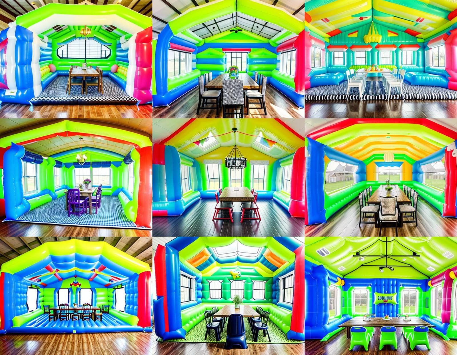 Inflatable Farmhouse Dining Room in Bounce House
