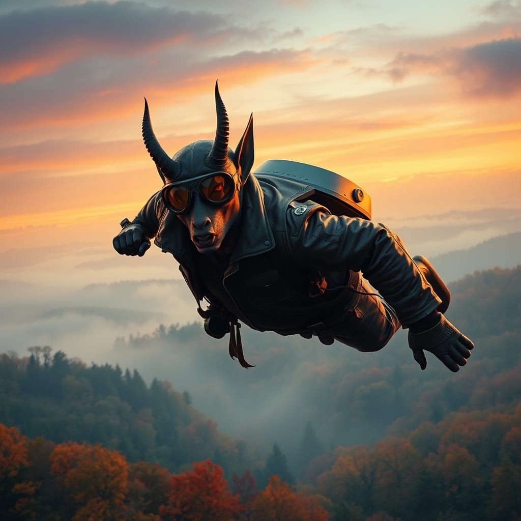 Jersey Devil Flies Over Pennsylvania Forest as Digital Art