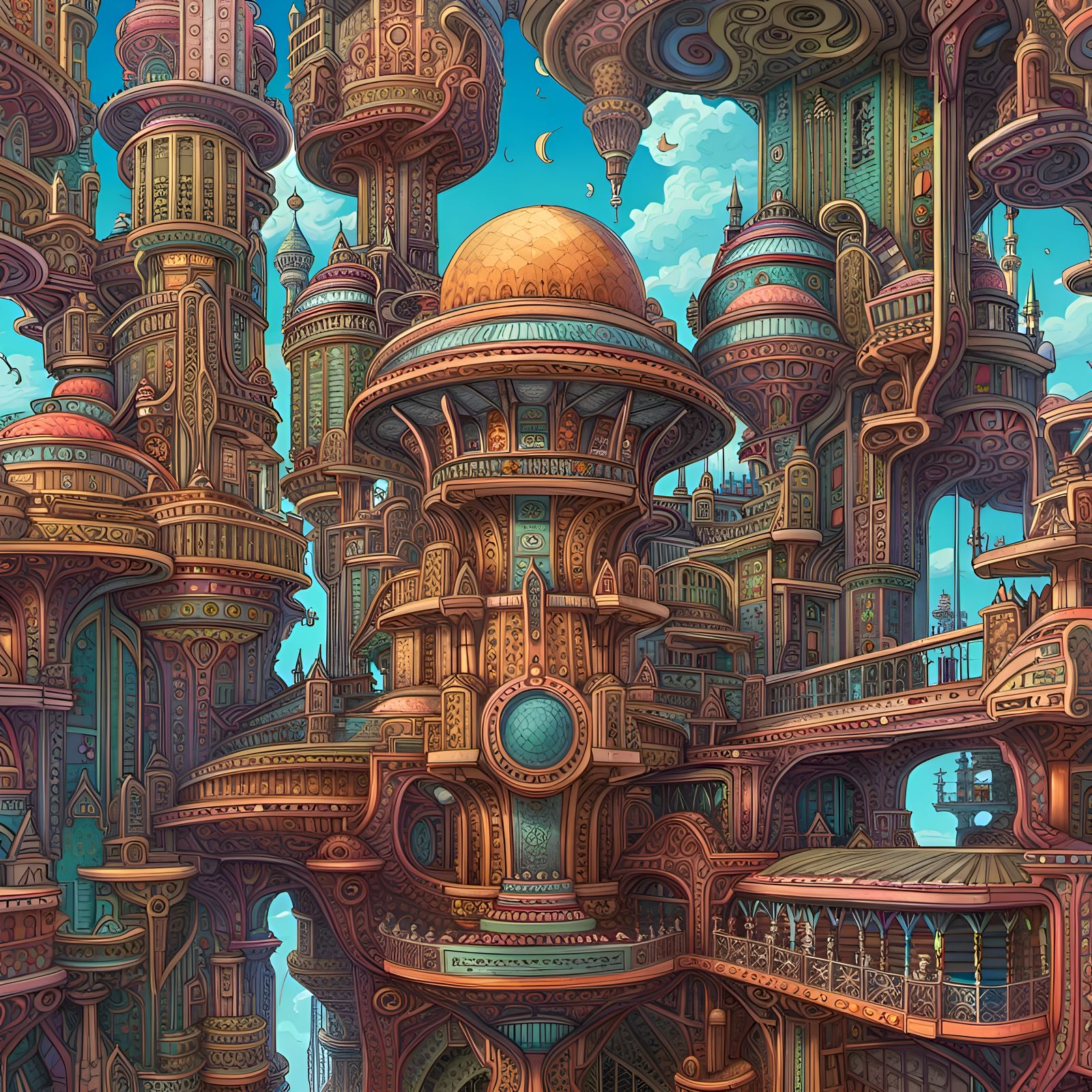 Surreal Sci-Fi Palace in Intricate Detail