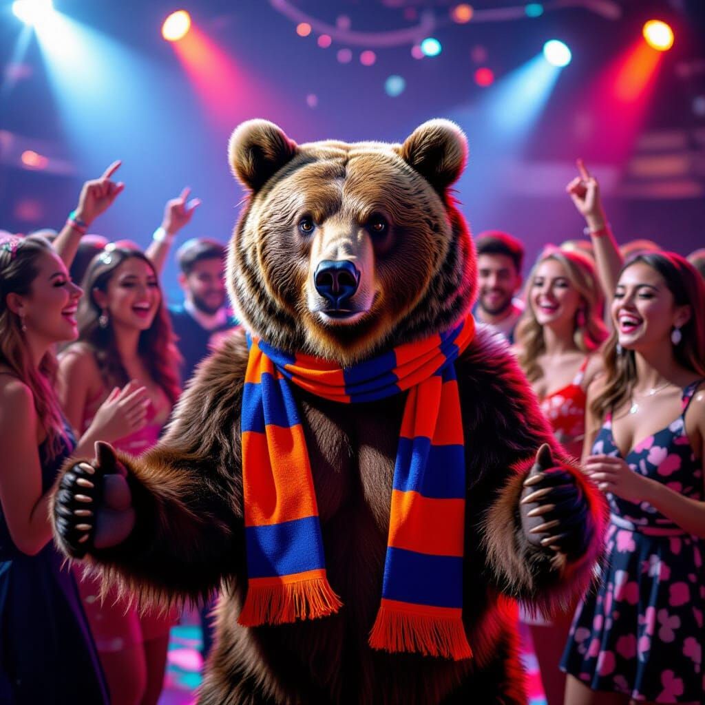 Bear Chaperones Students on Dance Floor