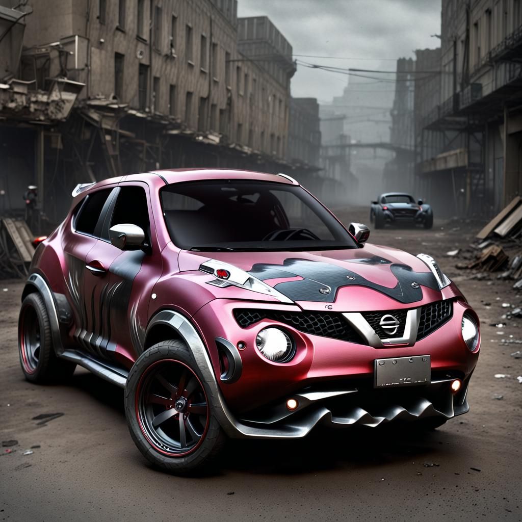 Badass Nissan Juke Muscle Car: Sci-Fi Impasto Art