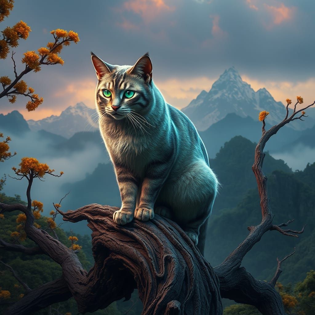 Ethereal Feline in Enchanted Dreamscape