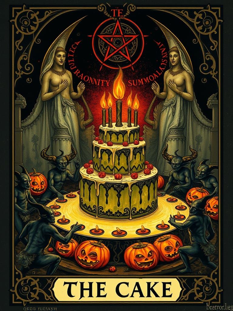 Occult Birthday Cake Tarot Card Art