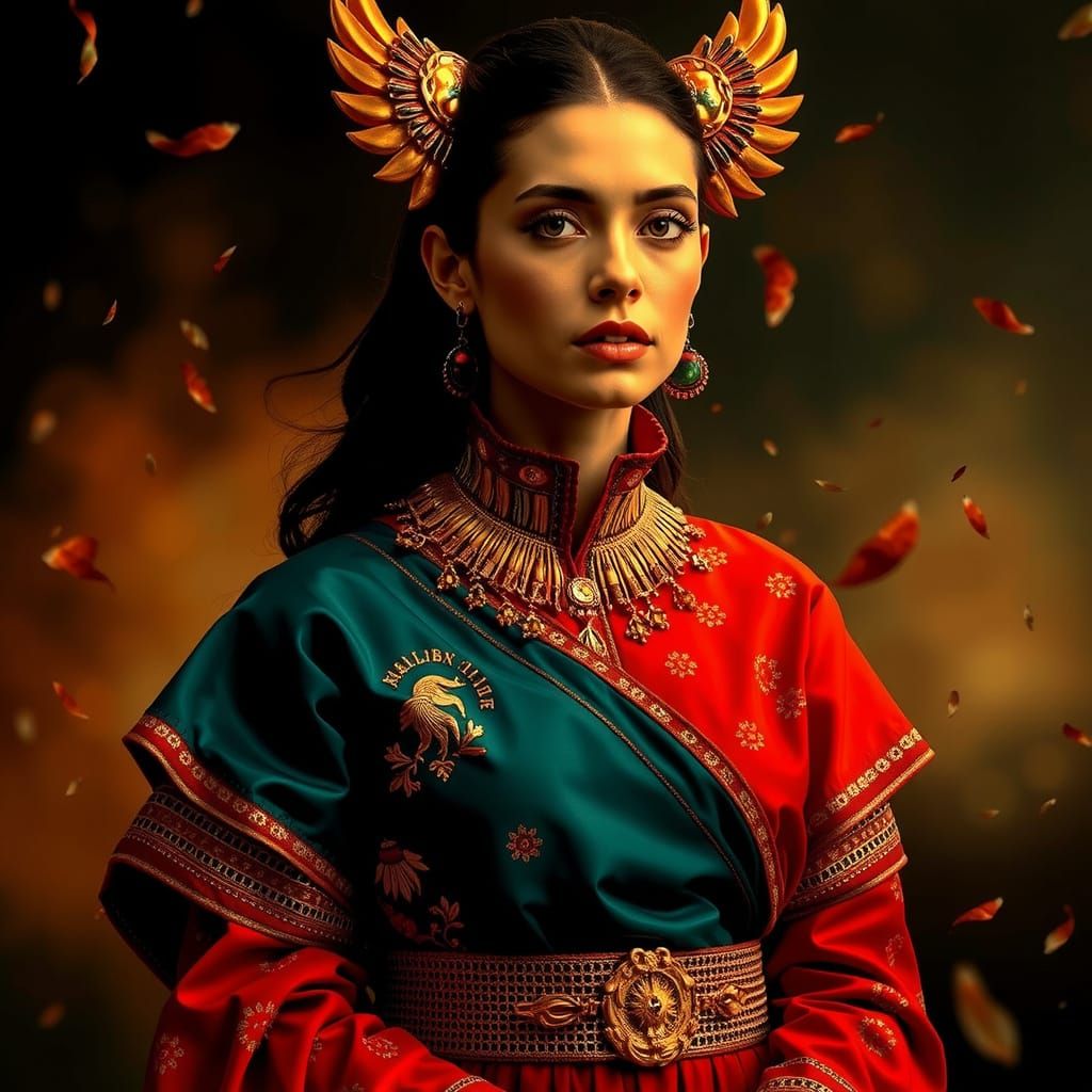 Abundant Auburn Hair Twisting and Billowing