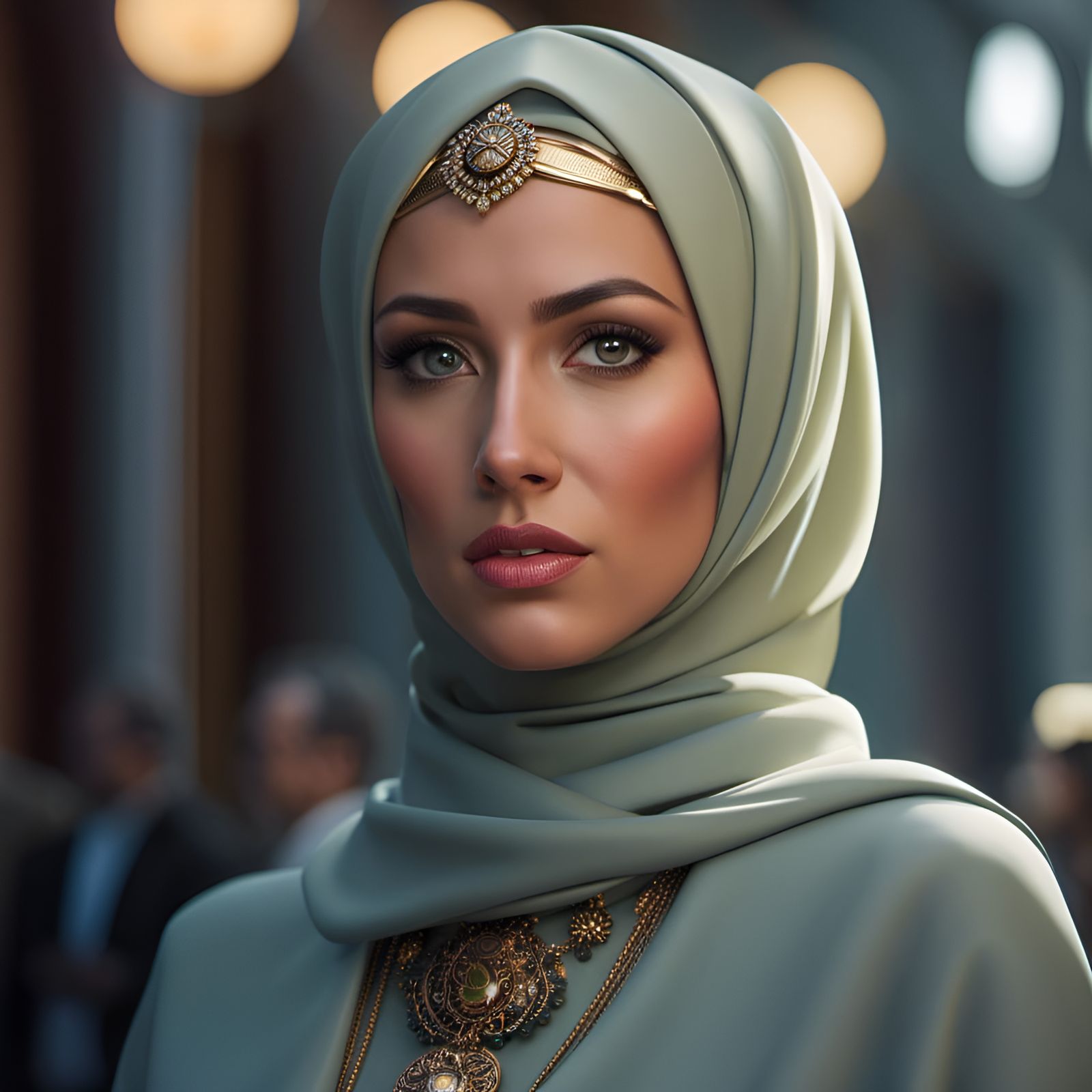 Beautiful Hijab Girl Portrait in Modern City