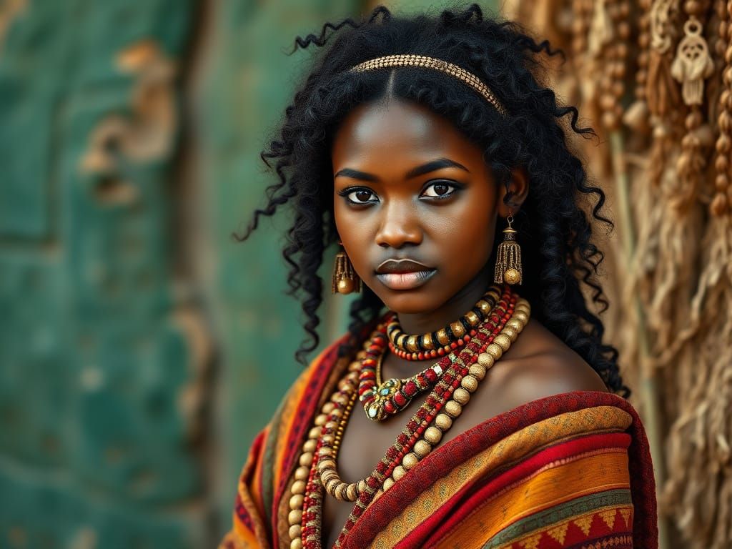 Tribal Goddess with Wild Black Curls