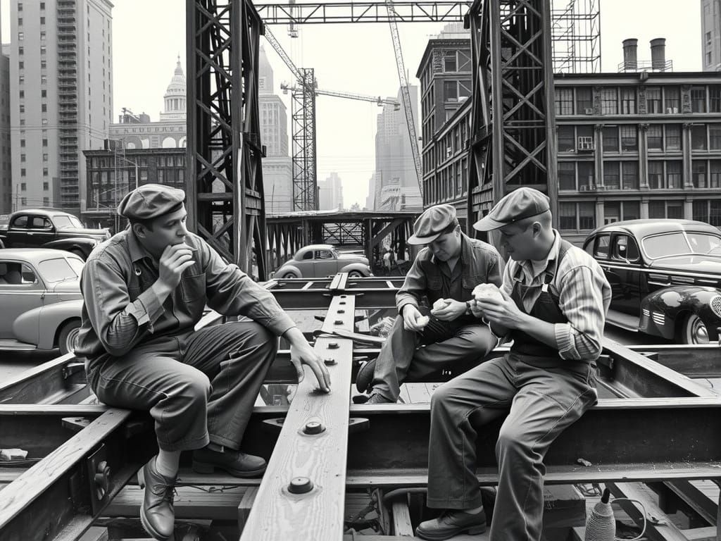 Vintage Construction Workers in New York City