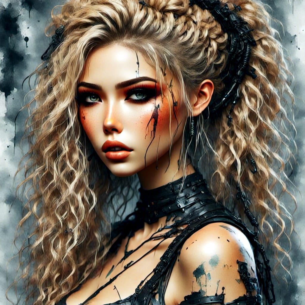 Cyber Fae with Braids in Cyberpunk Style