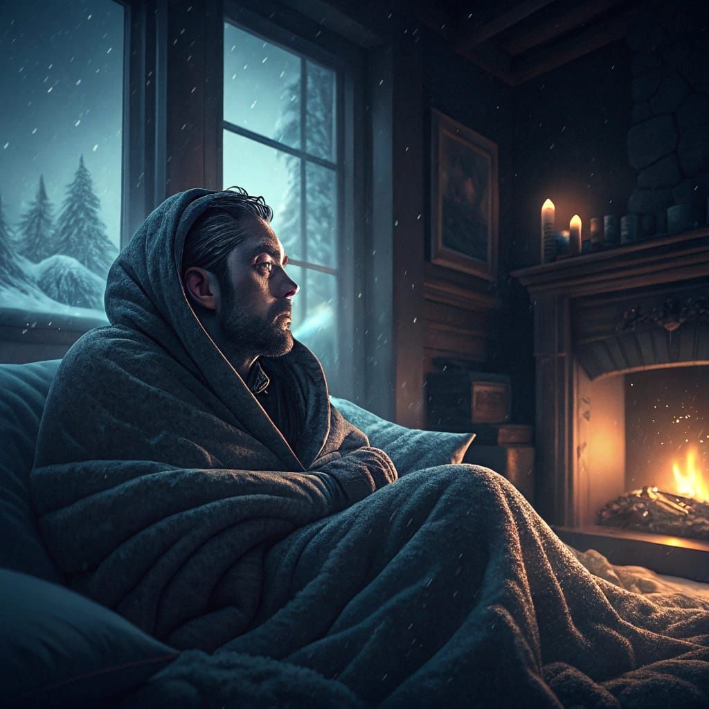 Sleeping Man in Winter's Chill