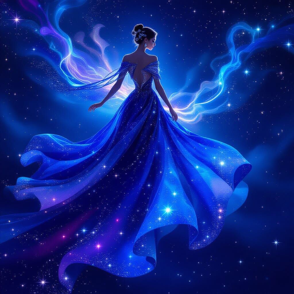 Celestial Dress Embroidered with Crystals and Gems