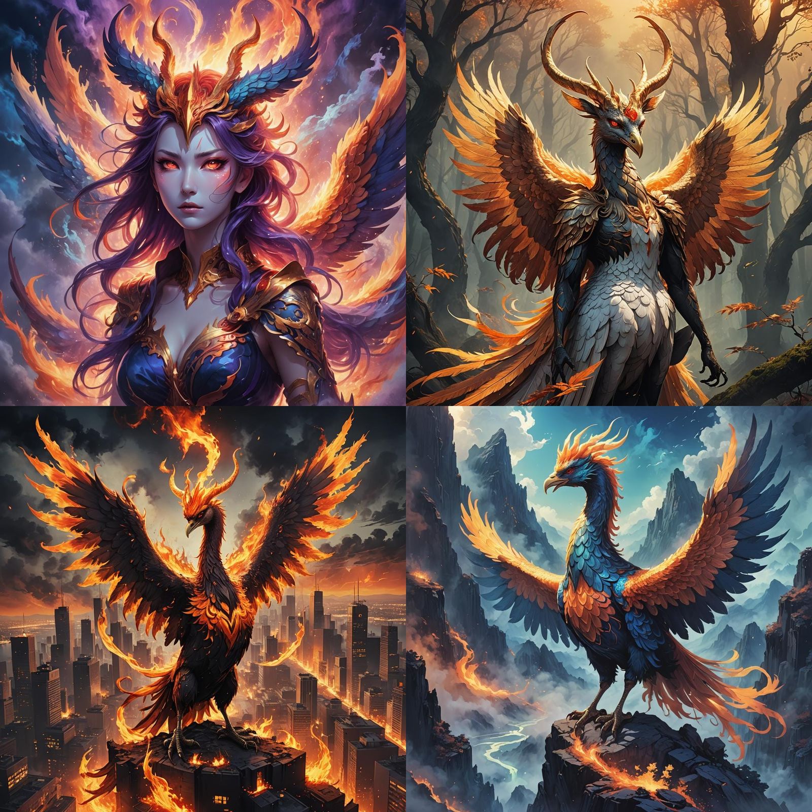 Phoenix Swan Demon in Anime Style