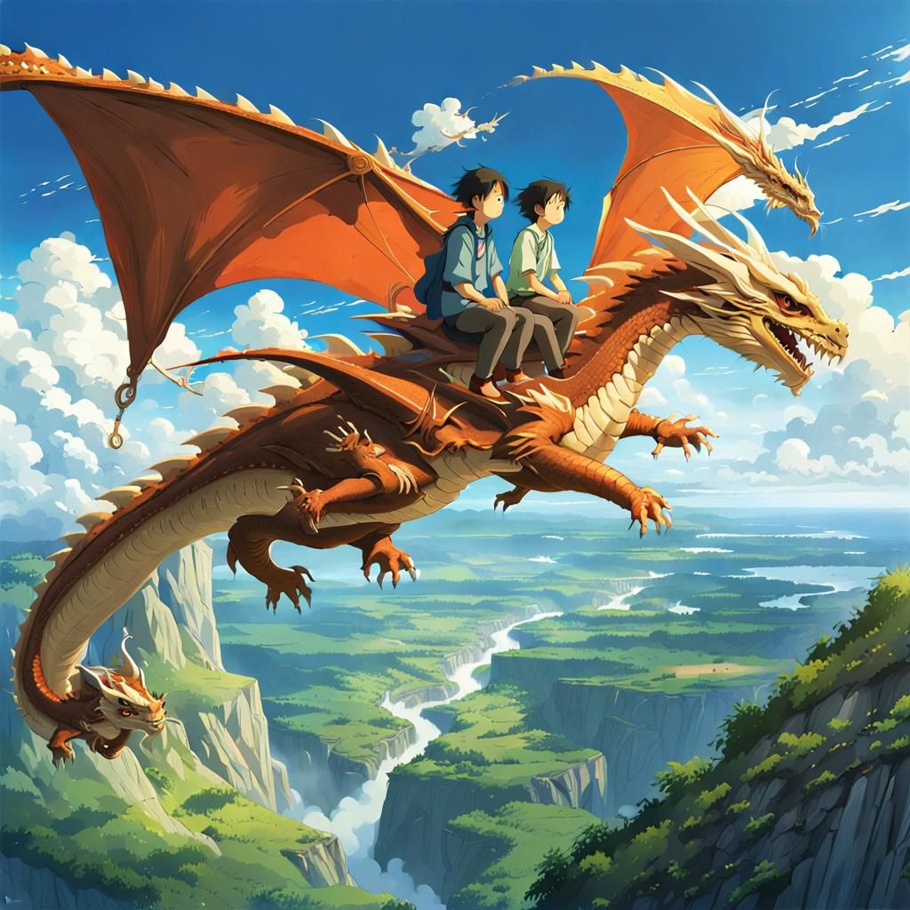 Friends on Dragons: Studio Ghibli Anime Visual