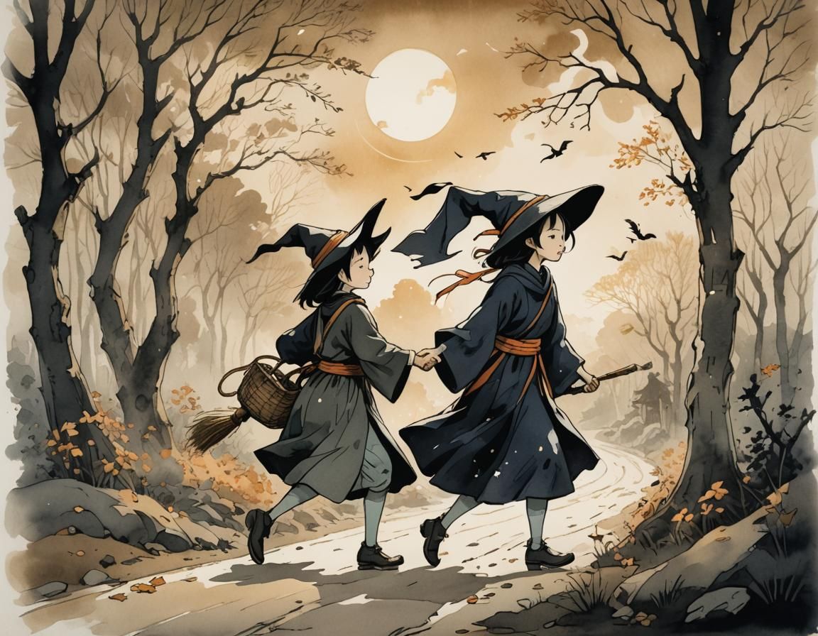 Young Witch's First Day: Storybook Illustration