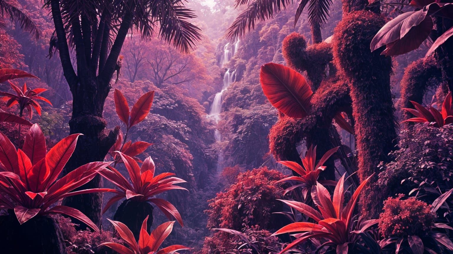 Vibrant Surreal Jungle in Duotone