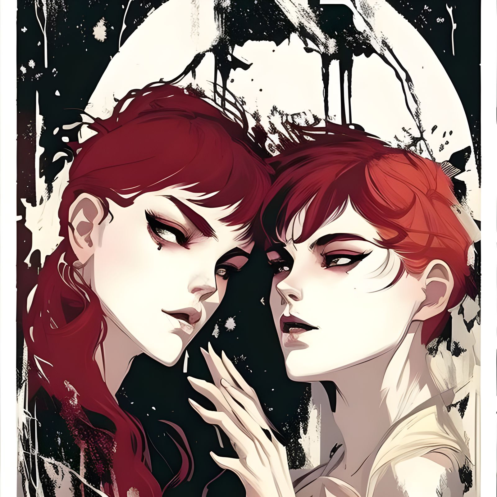 Lovers Embrace: Detailed Faces in Speed Painting Style