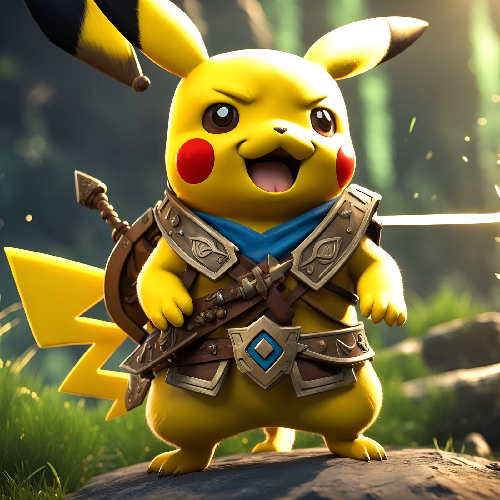 Pikachu Warrior as Link, 3D Game Art