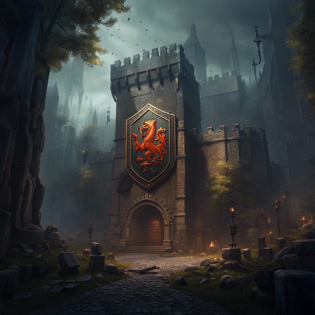 Medieval Blazon for Mercenary Guild in Detailed Matte Painti...