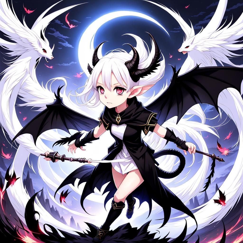 Anime Style Imp Girl with Horns and Wings