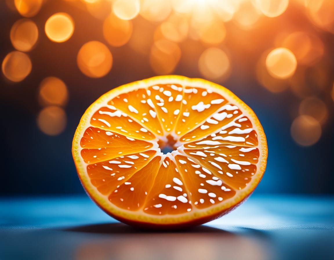 Translucent Orange Slice in Blue Light: Professional Photo