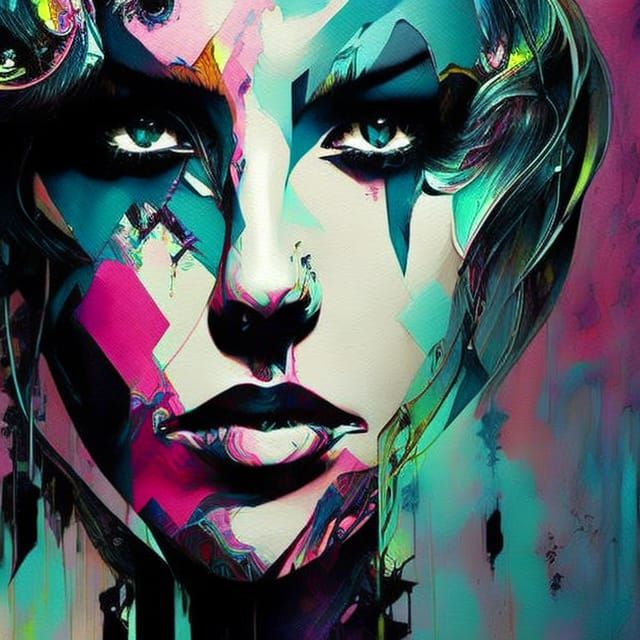 Vibrant DJ Portrait with Ink and Oil Effects