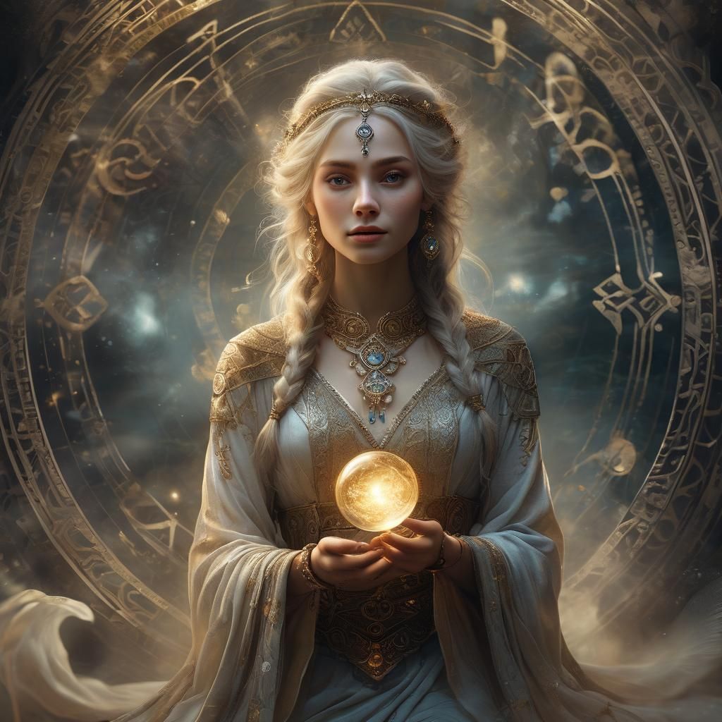 Mystical Oracle with Crystal Orb Portrait