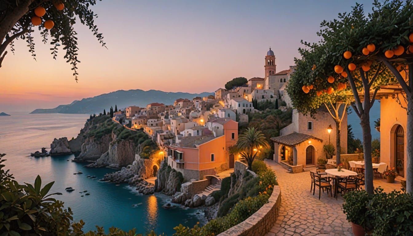 Dreamy Mediterranean Coast at Dusk