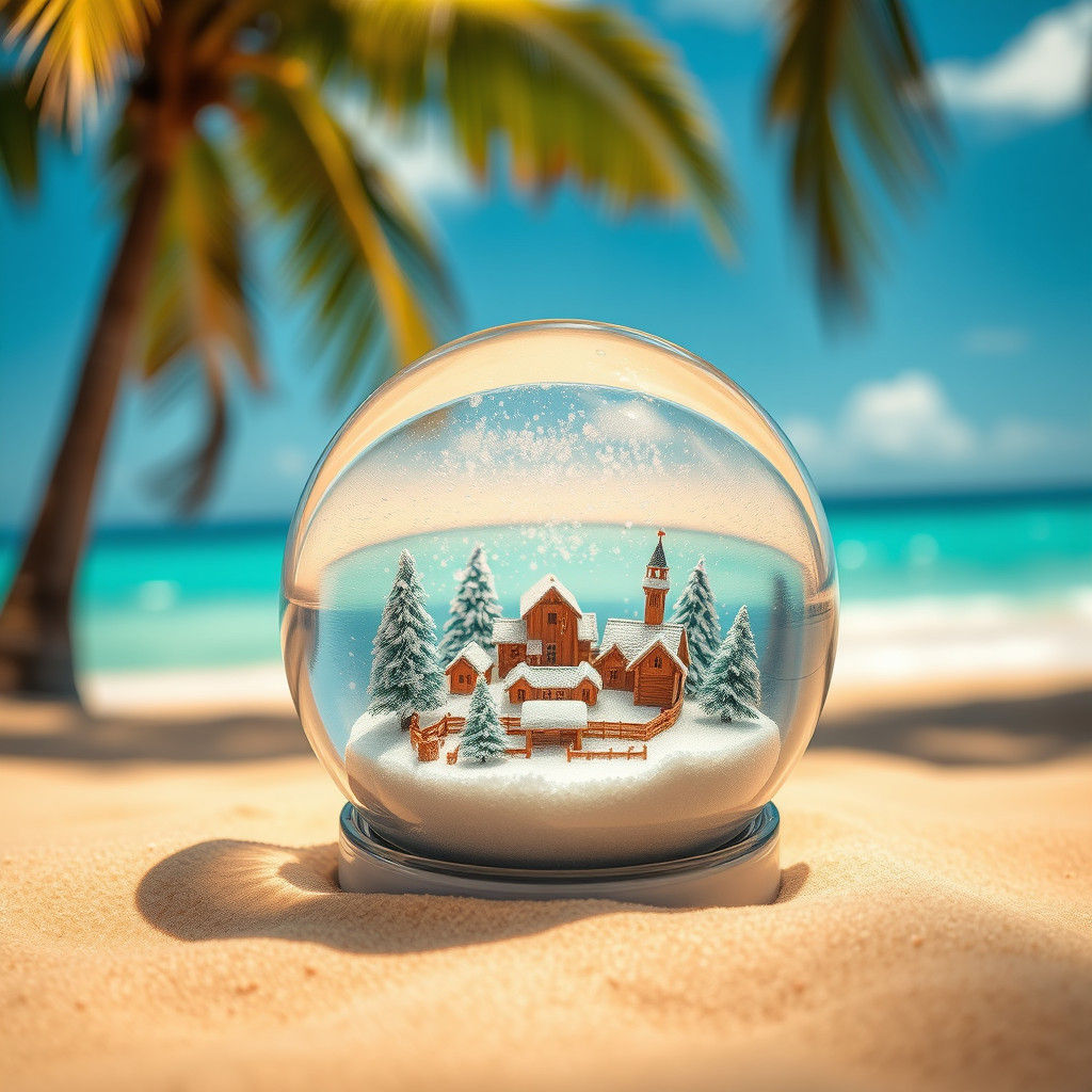 Christmas Snow Globe on Tropical Beach