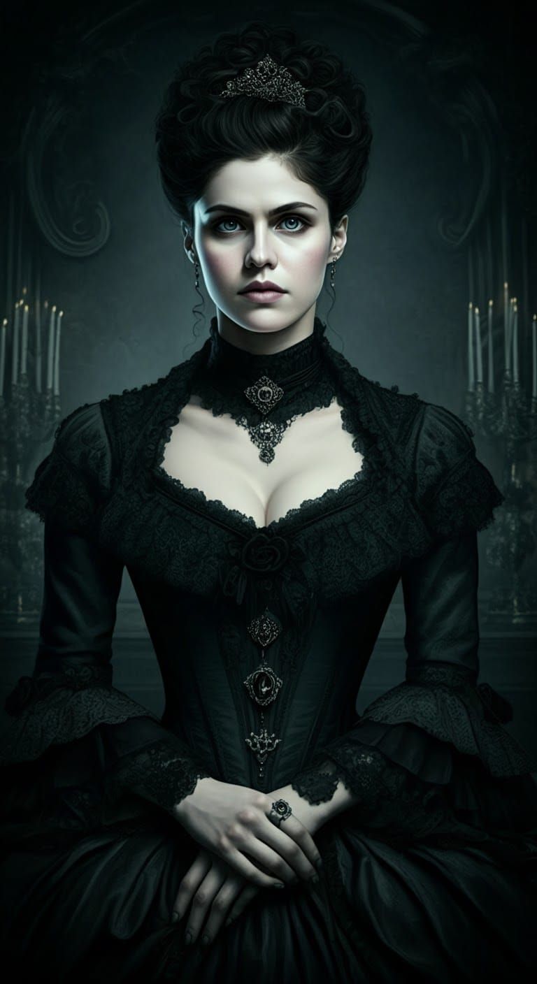 Gothic Victorian Woman in Ethereal Light