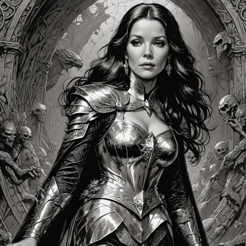 Diana Rigg Portrait in Comic Book Style