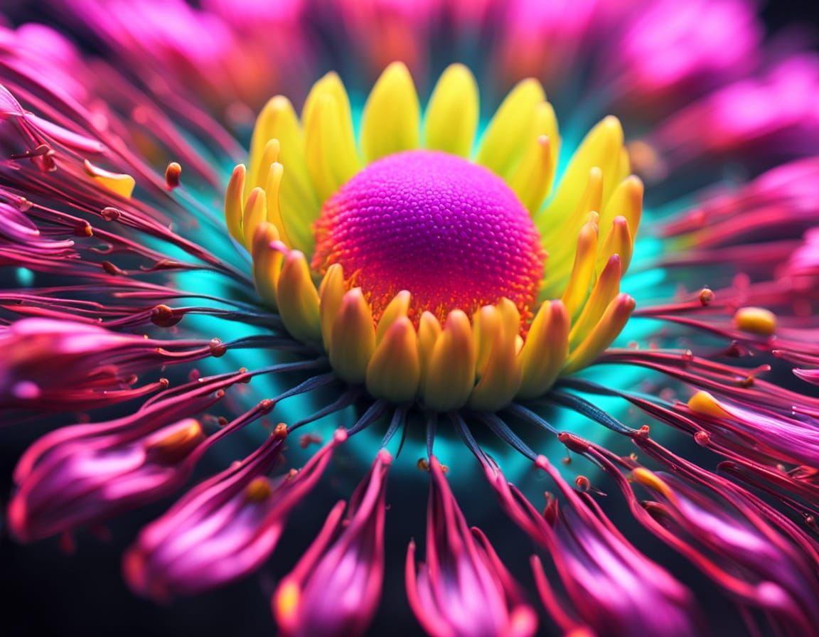 Bioluminescent Flower in Digital Hyperrealism Macro