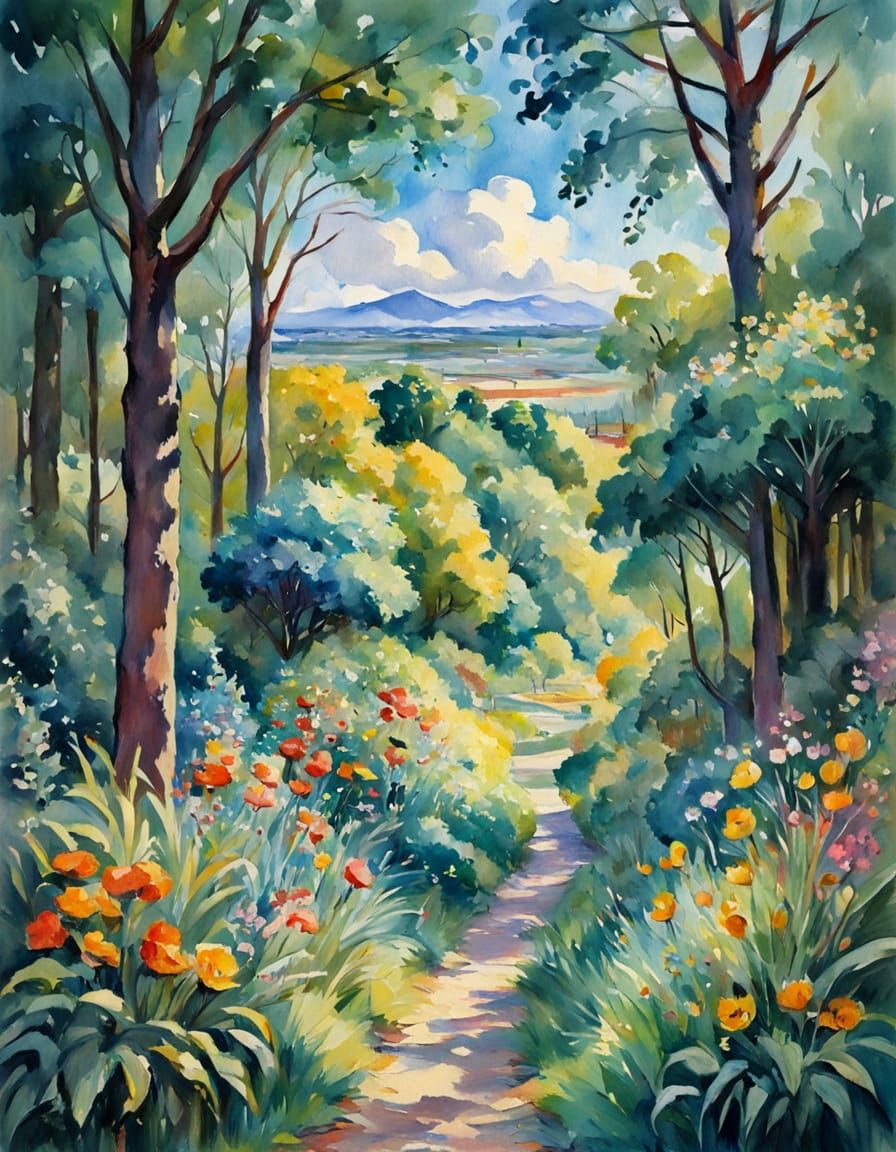 Impressionist Gouache Painting with Thick Brush Strokes