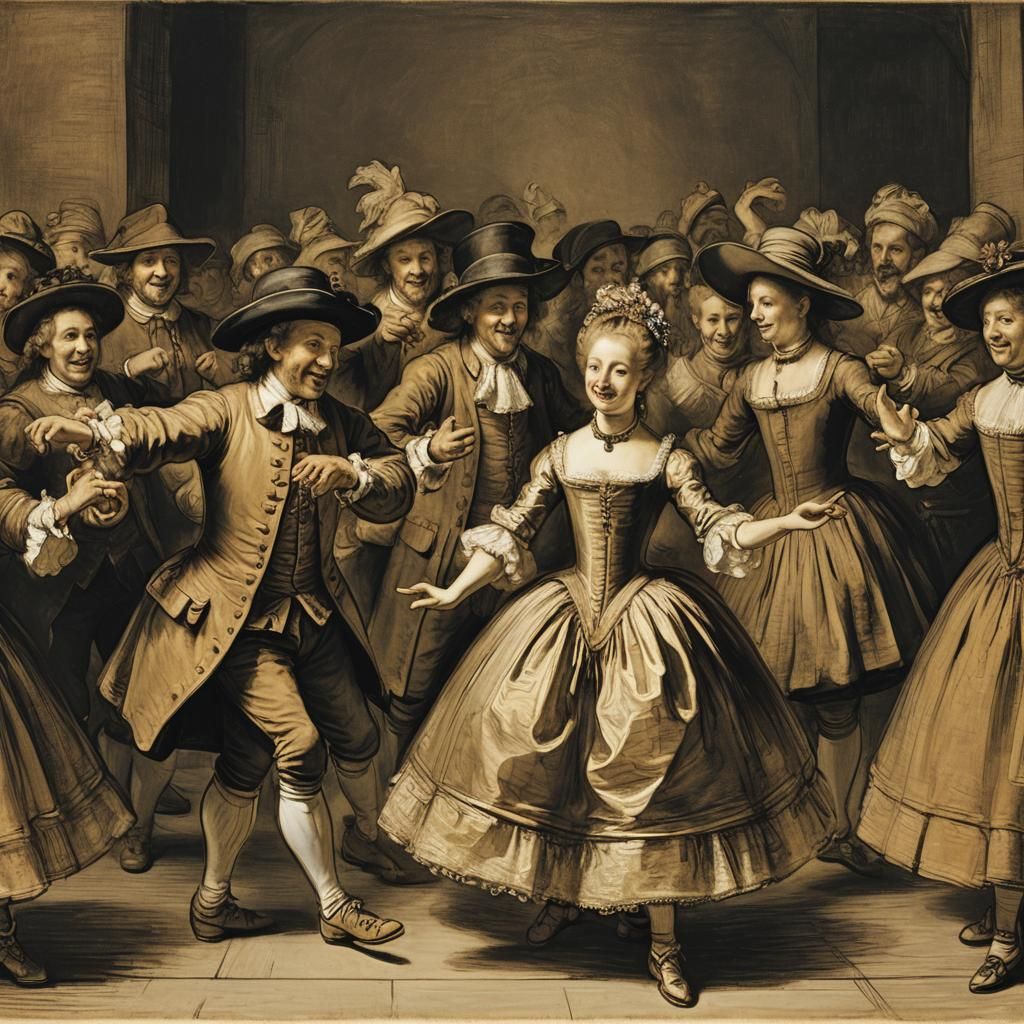 Minuet Dancers in Rembrandt Style