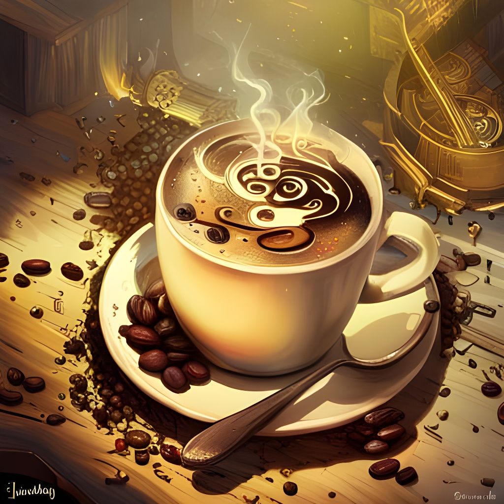 Steamy Coffee Cup: Hyperdetailed Fantasy Art Photograph