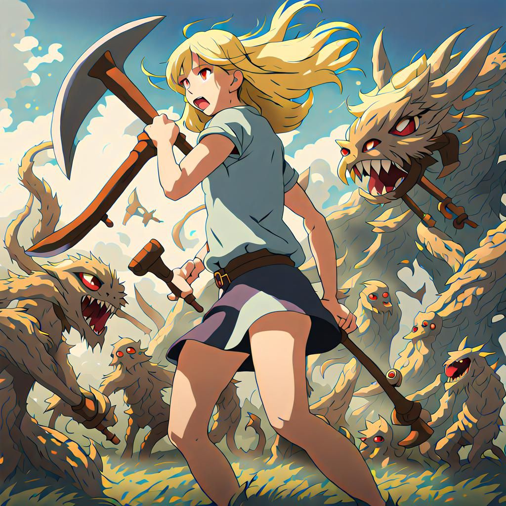 Anime Woman Character Sheet in Ghibli Style