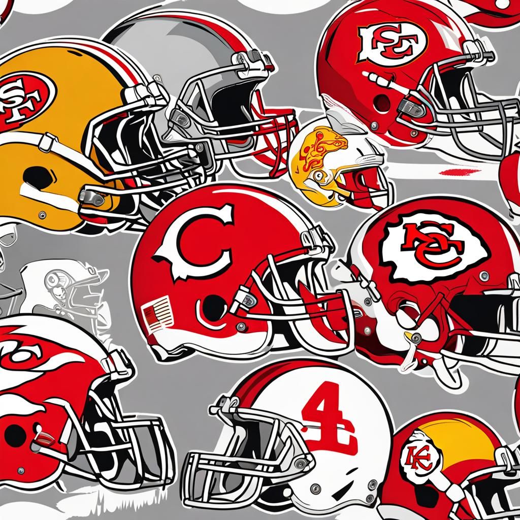 49ers vs Chiefs Super Bowl Helmets
