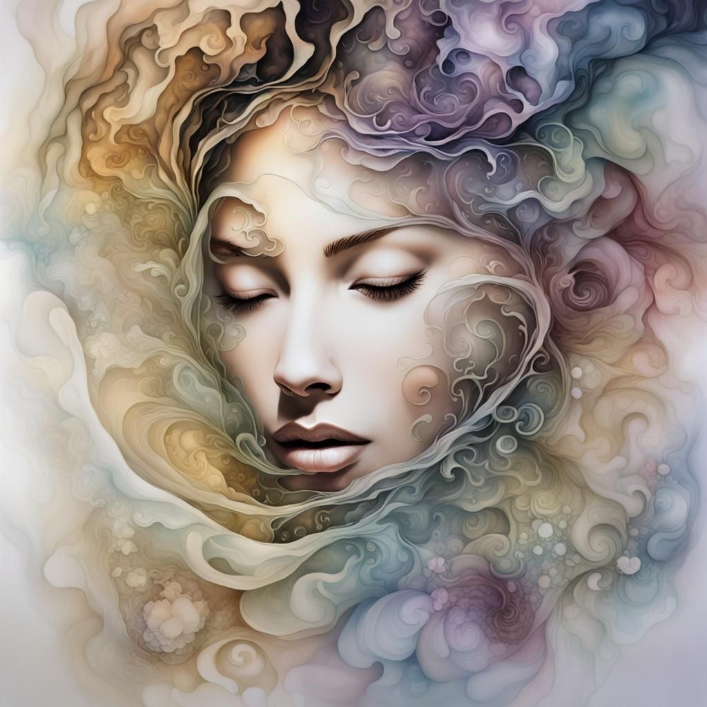 Mesmerizing Face in Dreamlike Optical Illusions