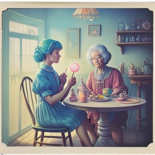 Grandmother and Granddaughter Share Glowing Lollipops