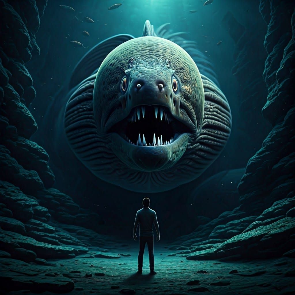 Colossal Moray Eel Stares from Abyssal Depths