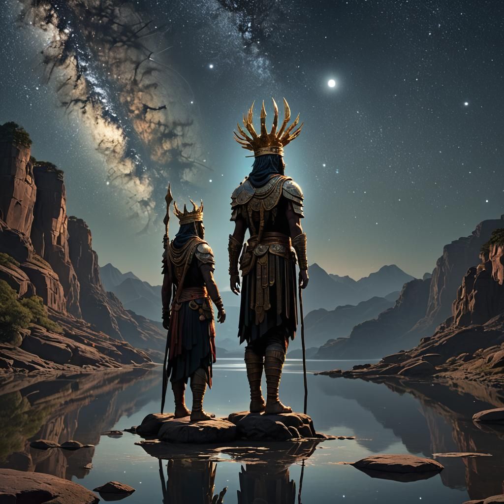 Viracocha Gazes at Starry Sky: Inca Deity Concept Art