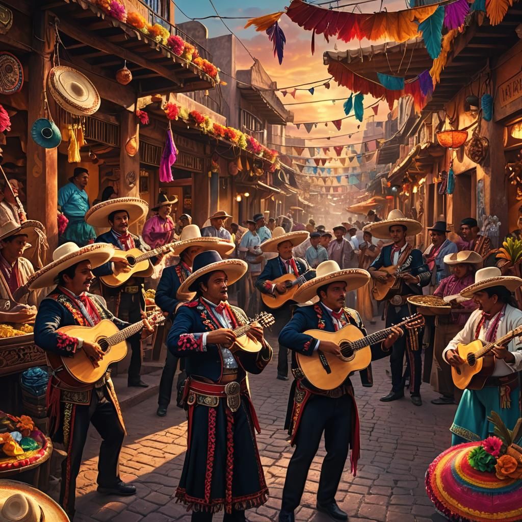 Mariachis Perform in Mystical Mercado at Sunset